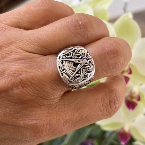 Large Mens Sterling Silver Celtic MasonMasonic Order Ring 20mm 8 9 10 11 12 13